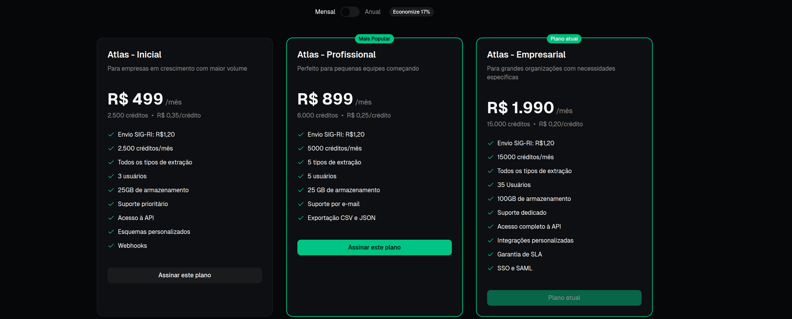 Planos e preços
